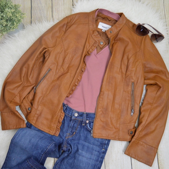 Sanctuary Jackets & Blazers - Sanctuary Surplus Ruffle Moto Jacket Tan Large